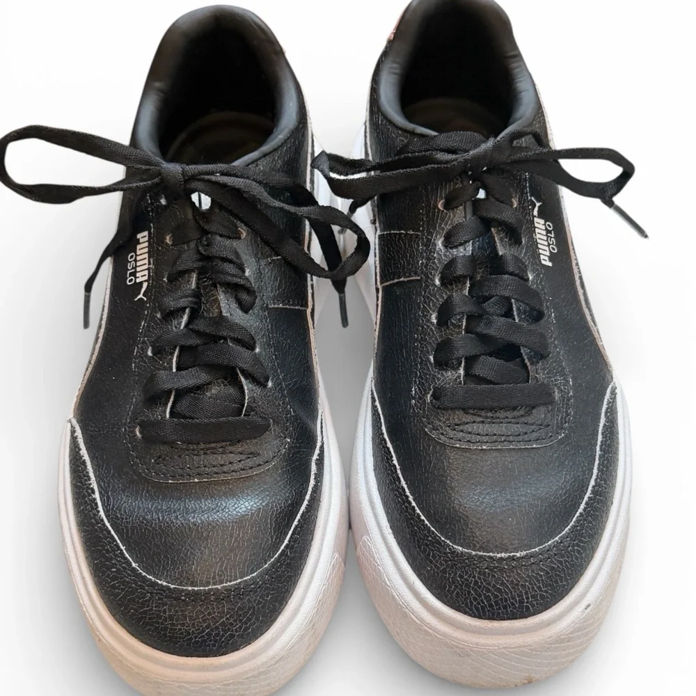 Puma Oslo Maja Sneaker Black Cracked‎ Finish Women's Size 9